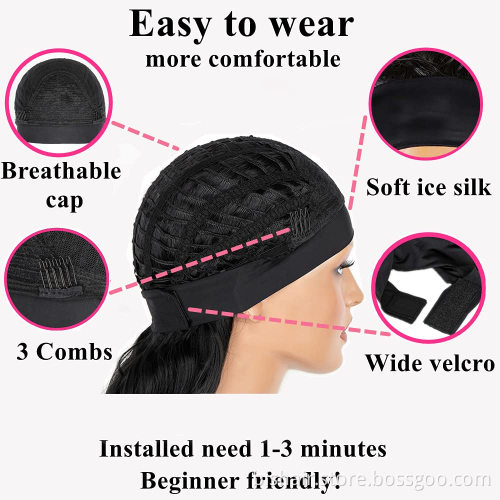 Body Wave Glueless Wigs with Headband Wigs Suitable for black ladies 180% density Long wave wig natural color wholesale discount